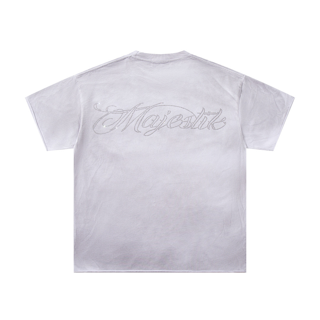 Off‑White Washed Vintage Angel Mythology Double‑Sided Graphic Band‑Style T‑Shirt