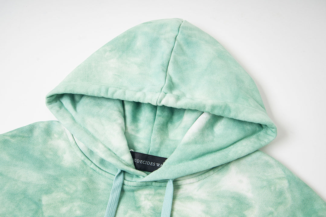 Vintage Mint Green Tie‑Dye Church Print Full‑Zip Hoodie