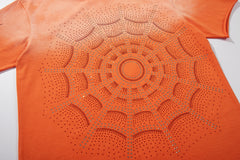 Orange Washed Mandala Embossed Vintage Graphic T‑Shirt