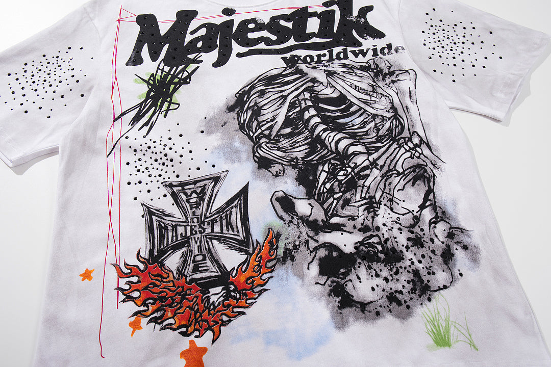 White Washed Graffiti Street Art Vintage Graphic T‑Shirt