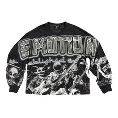 Black Rock Band Graphic Long Sleeve T‑Shirt Men Gothic Streetwear Casual Top