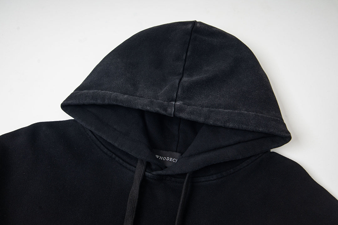 Vintage Black Light‑Blue Line Art Church Window Full‑Zip Hoodie
