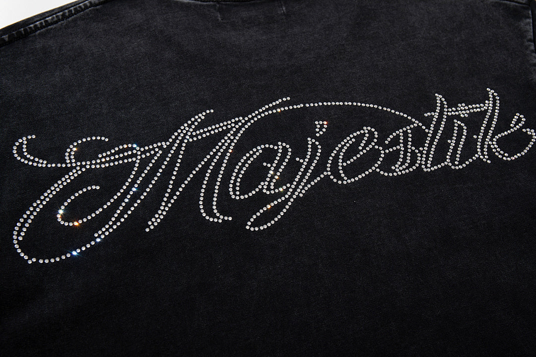 Black Washed Vintage Double‑Sided Portrait Band‑Style Graphic T‑Shirt
