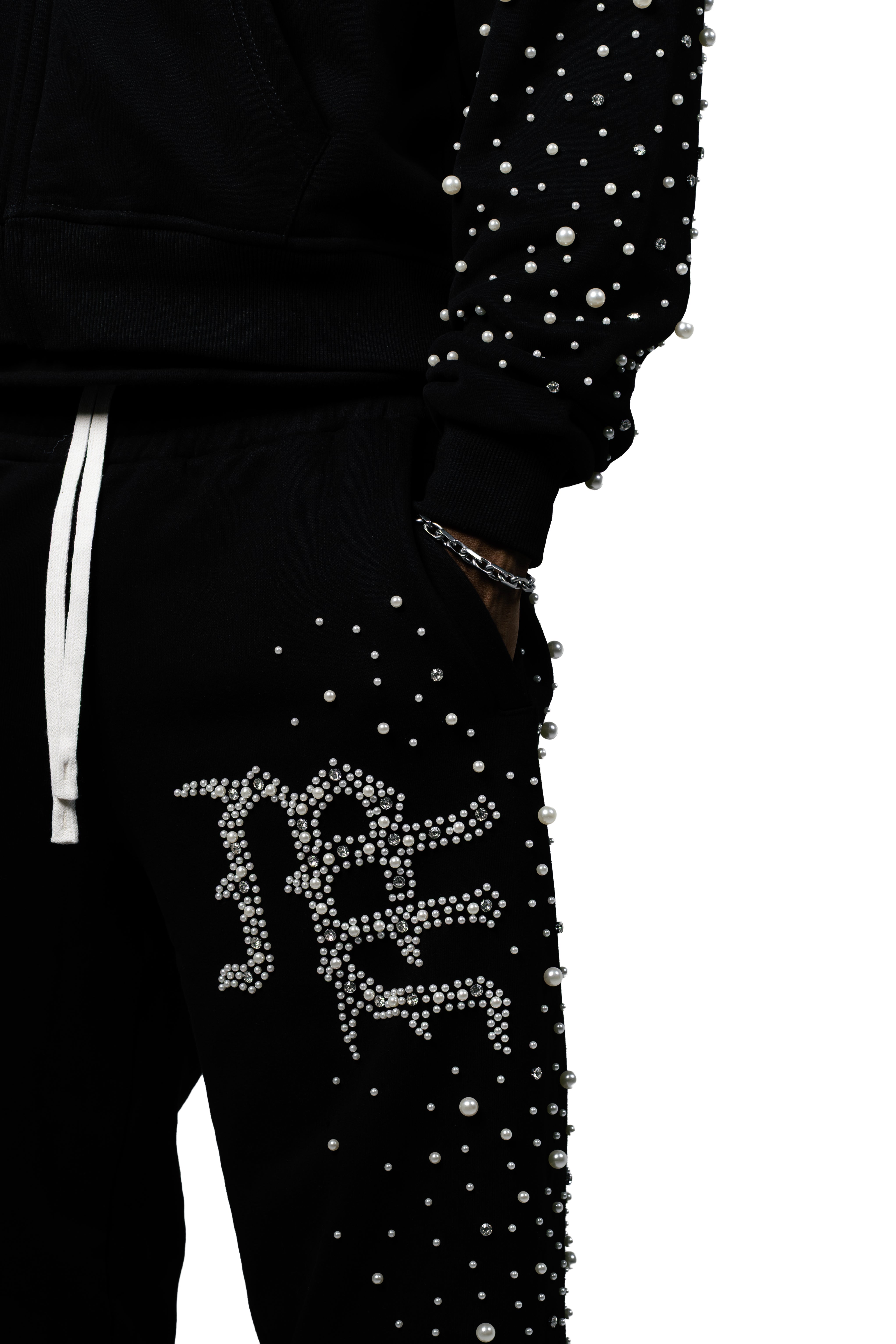Y2K Bling Rhinestone Graphic Baggy Sweatpants Men Hip‑Hop Street Pants