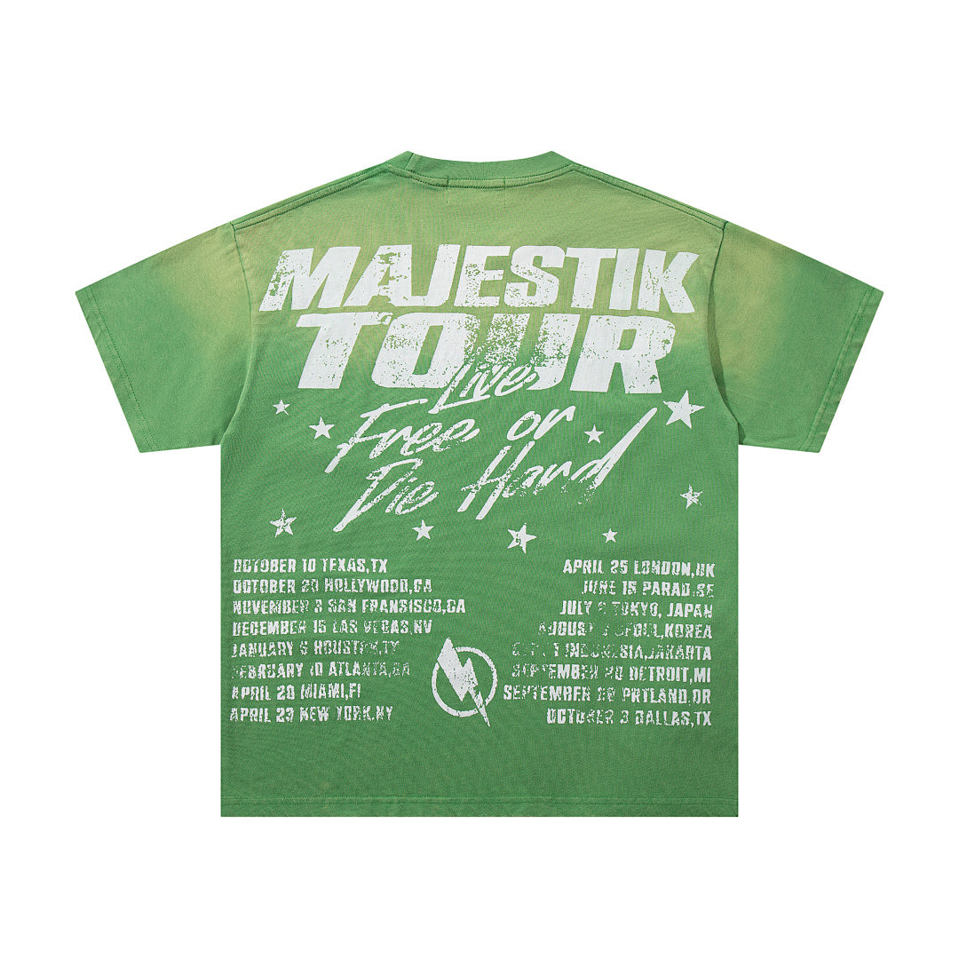 Green Washed Vintage Tour Cruise City Double‑Sided Band‑Style Graphic T‑Shirt