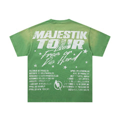 Green Washed Vintage Tour Cruise City Double‑Sided Band‑Style Graphic T‑Shirt