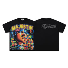 Black Vintage Psychedelic Portrait Band‑Style Graphic T‑Shirt