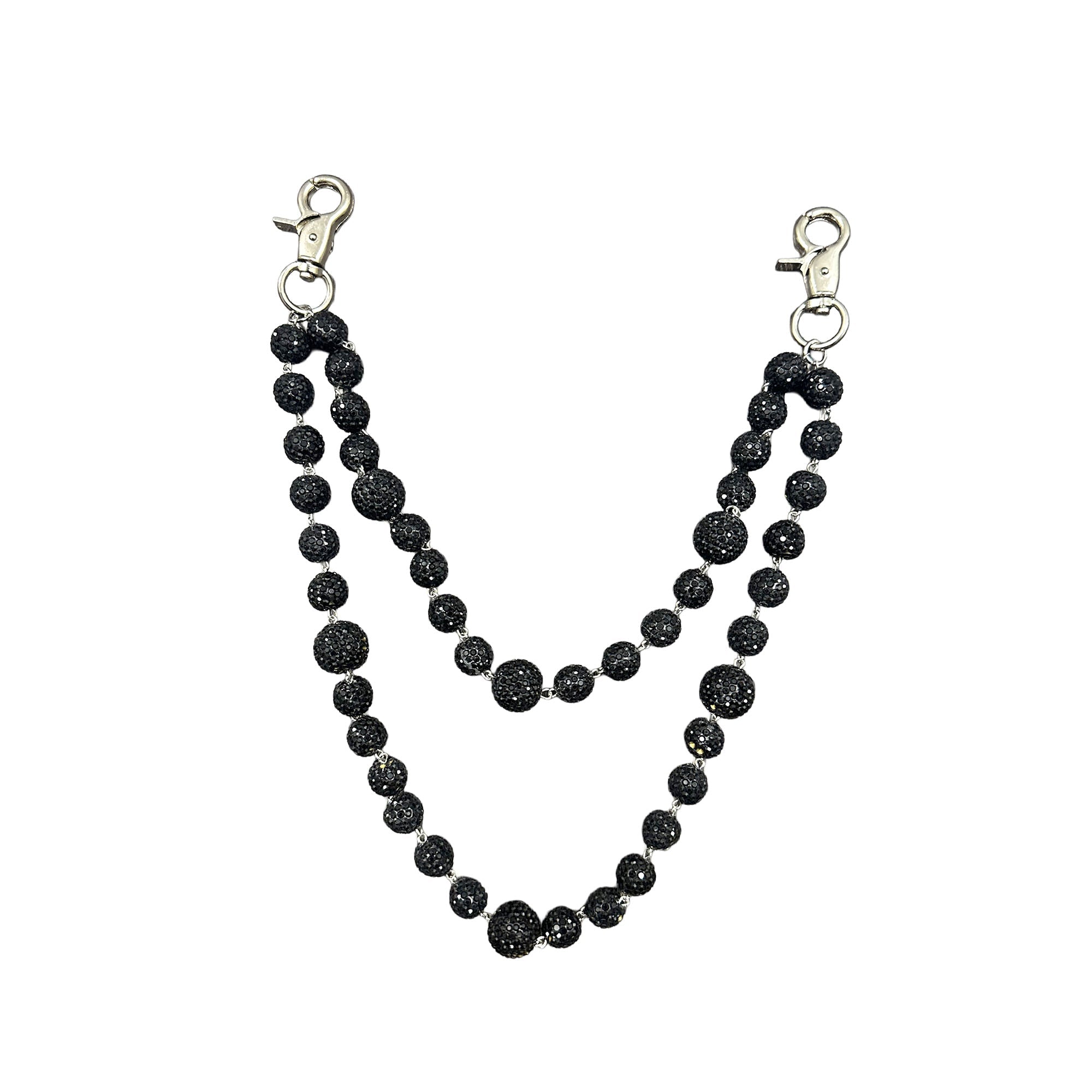 Underground Street Style Black Crystal Bead Jean Wallet Chain