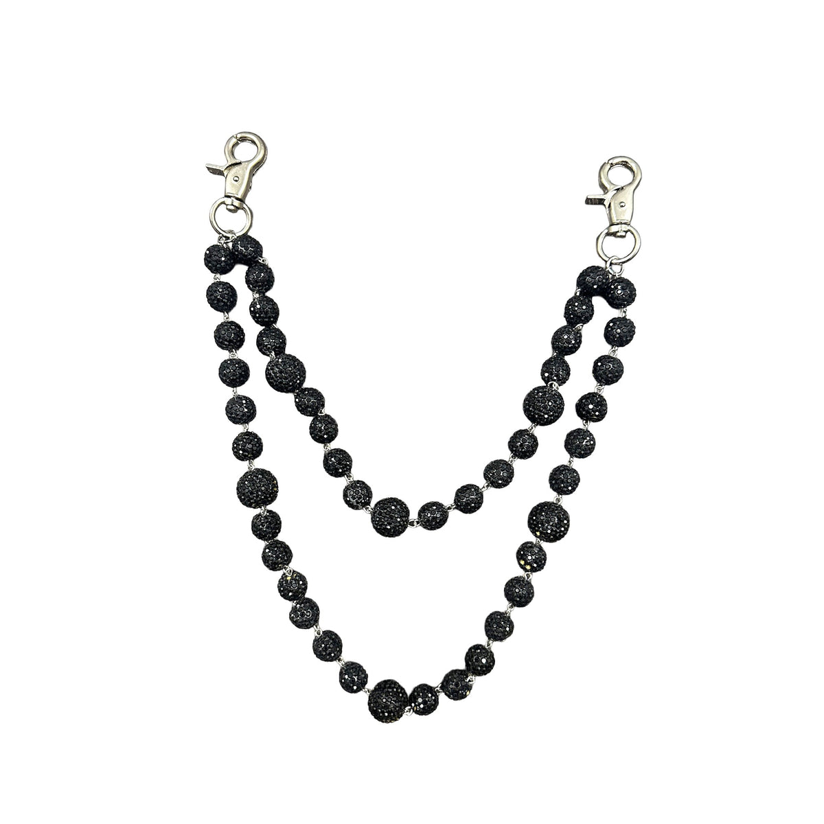 Underground Street Style Black Crystal Bead Jean Wallet Chain