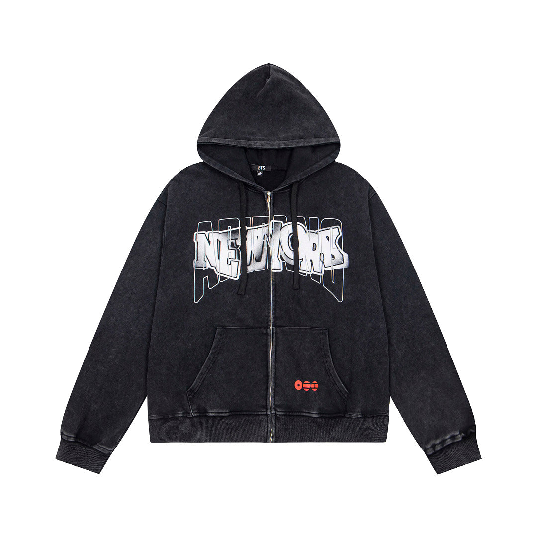 Vintage New York City Graphic Full‑Zip Hoodie