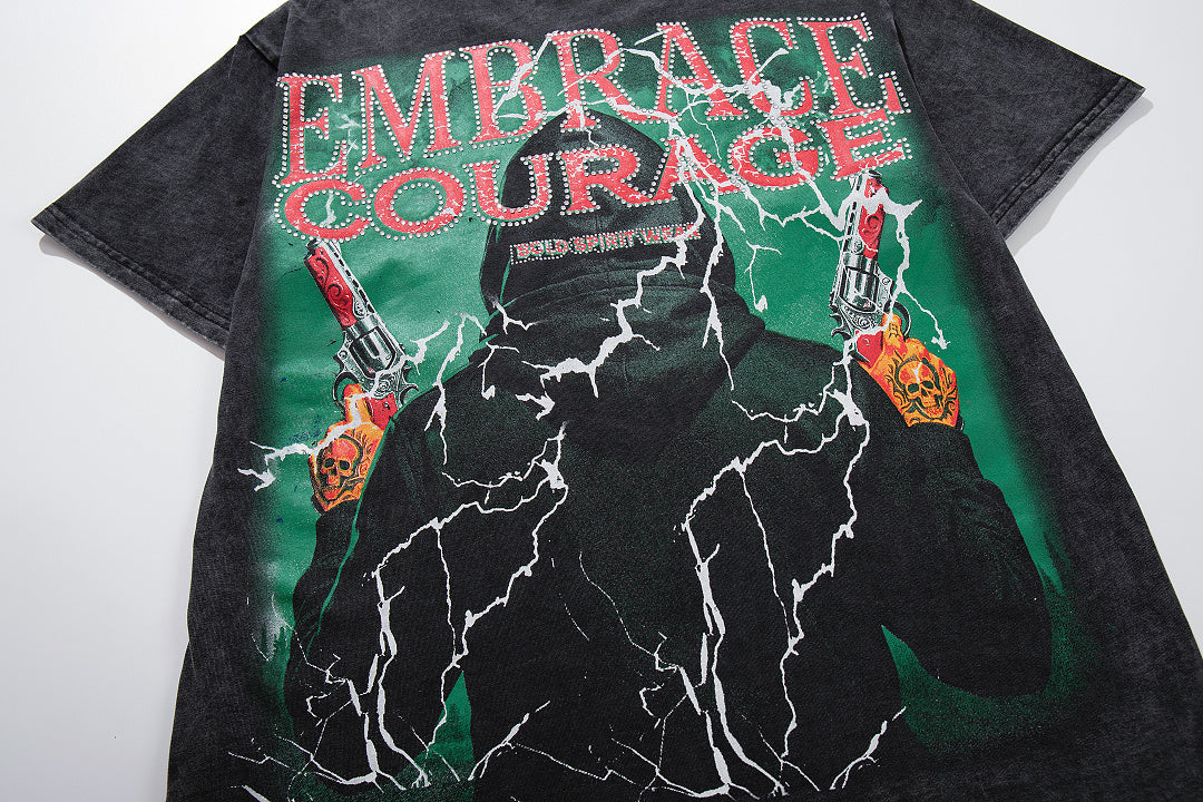 Vintage Black FIRST ROW Grim Reaper Skull Double‑Sided Graphic T‑Shirt
