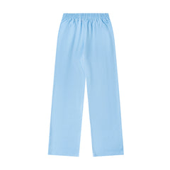 Light Blue Gothic Letter Wide‑Leg Sweat Pants Streetwear Trousers