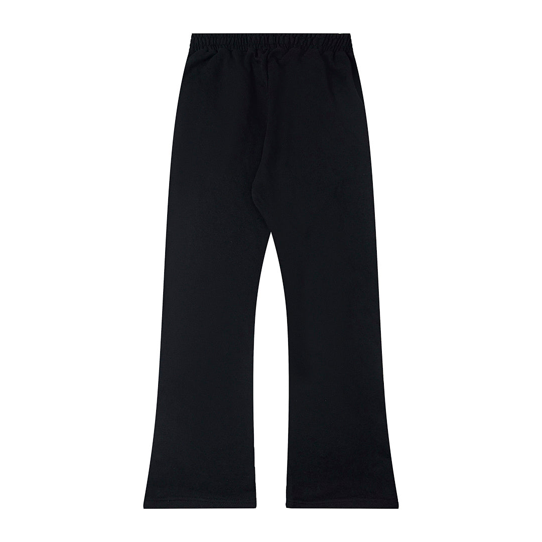 Retro Rivet Detail Flare Leg Sweatpants Oversized Hip‑Hop Street Bottoms