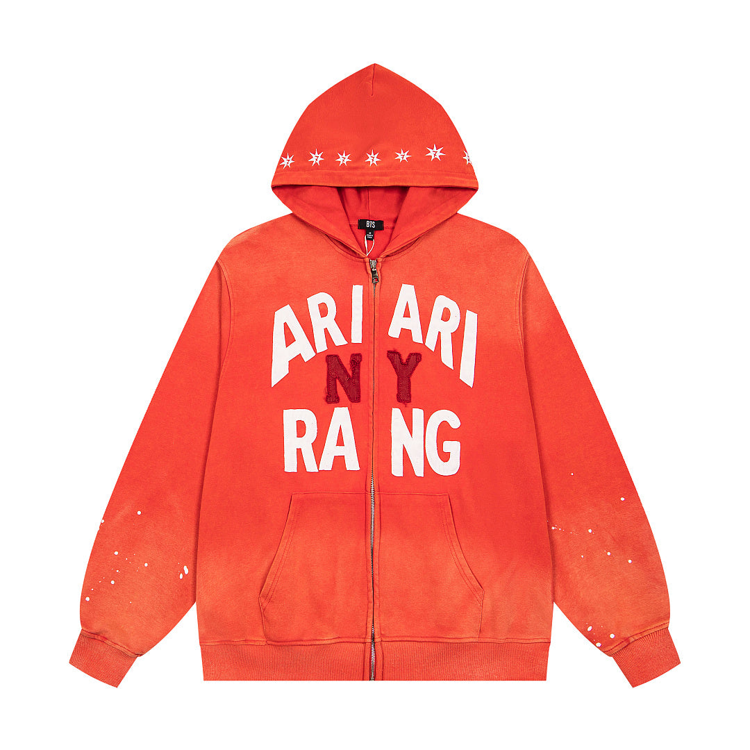 Vintage Orange ARIARI RANG Full‑Zip Hoodie