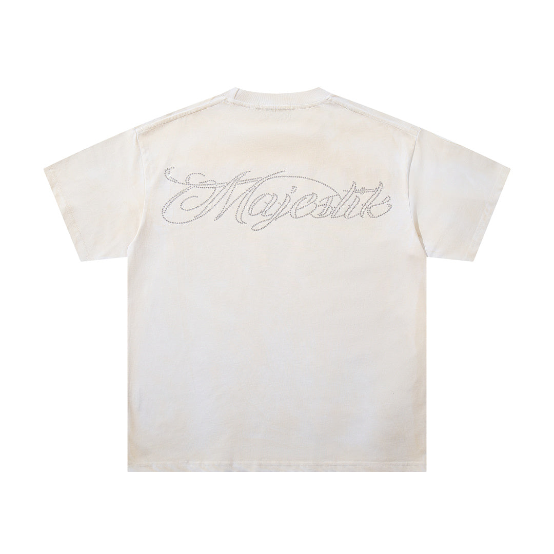 Off‑White Washed Vintage Boxing Fighter Double‑Sided Graphic Band‑Style T‑Shirt