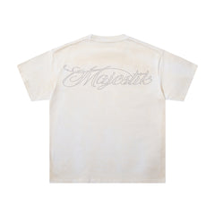 Off‑White Washed Vintage Boxing Fighter Double‑Sided Graphic Band‑Style T‑Shirt