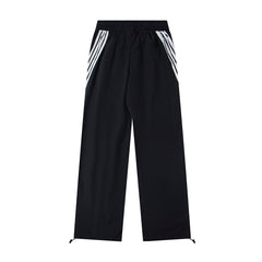 Black Red Gothic Graphic Wide‑Leg Sweat Pants Urban Streetwear Trousers