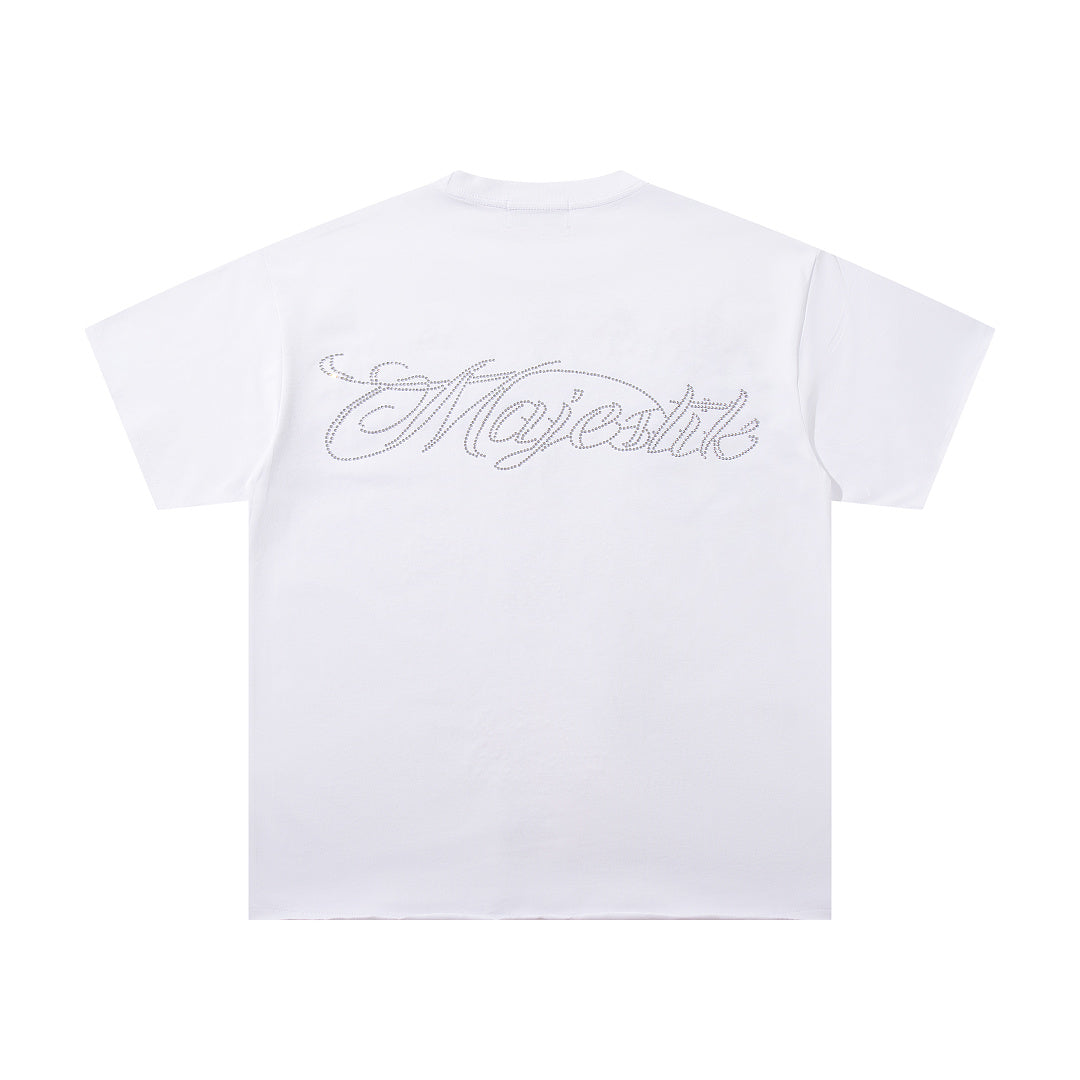 Vintage White MAJESTIC Flame Skull Graphic T‑Shirt