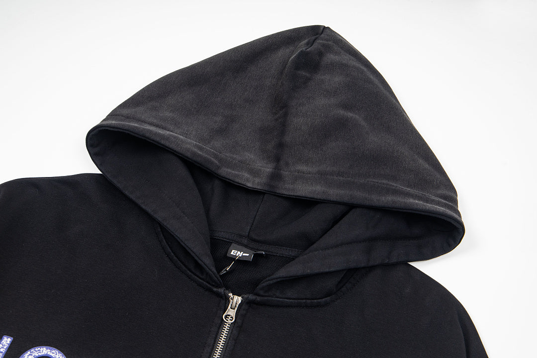 Vintage Black Blood Saga Full‑Zip Hoodie