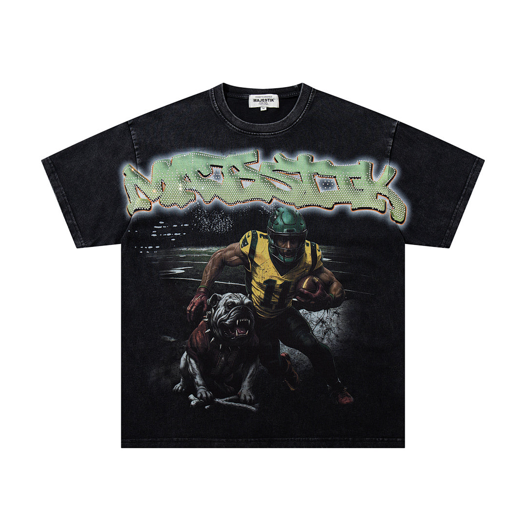 Black Washed Vintage Double‑Sided Portrait Band‑Style Graphic T‑Shirt