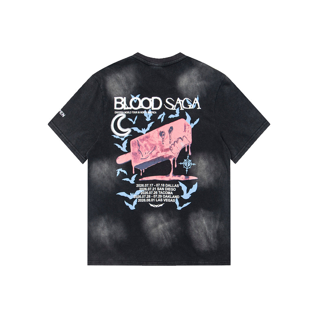 Vintage Black Lightning Wing Graphic T‑Shirt