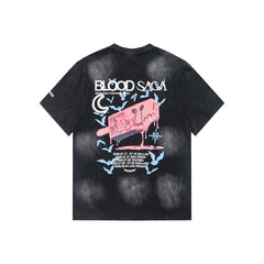 Vintage Black Lightning Wing Graphic T‑Shirt