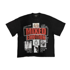 Mixed Emotion Collage Graphic Short Sleeve T‑Shirt Vintage Streetwear Tee