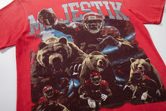 Red Washed Vintage Tour‑Theme Double‑Sided Band‑Style Graphic T‑Shirt
