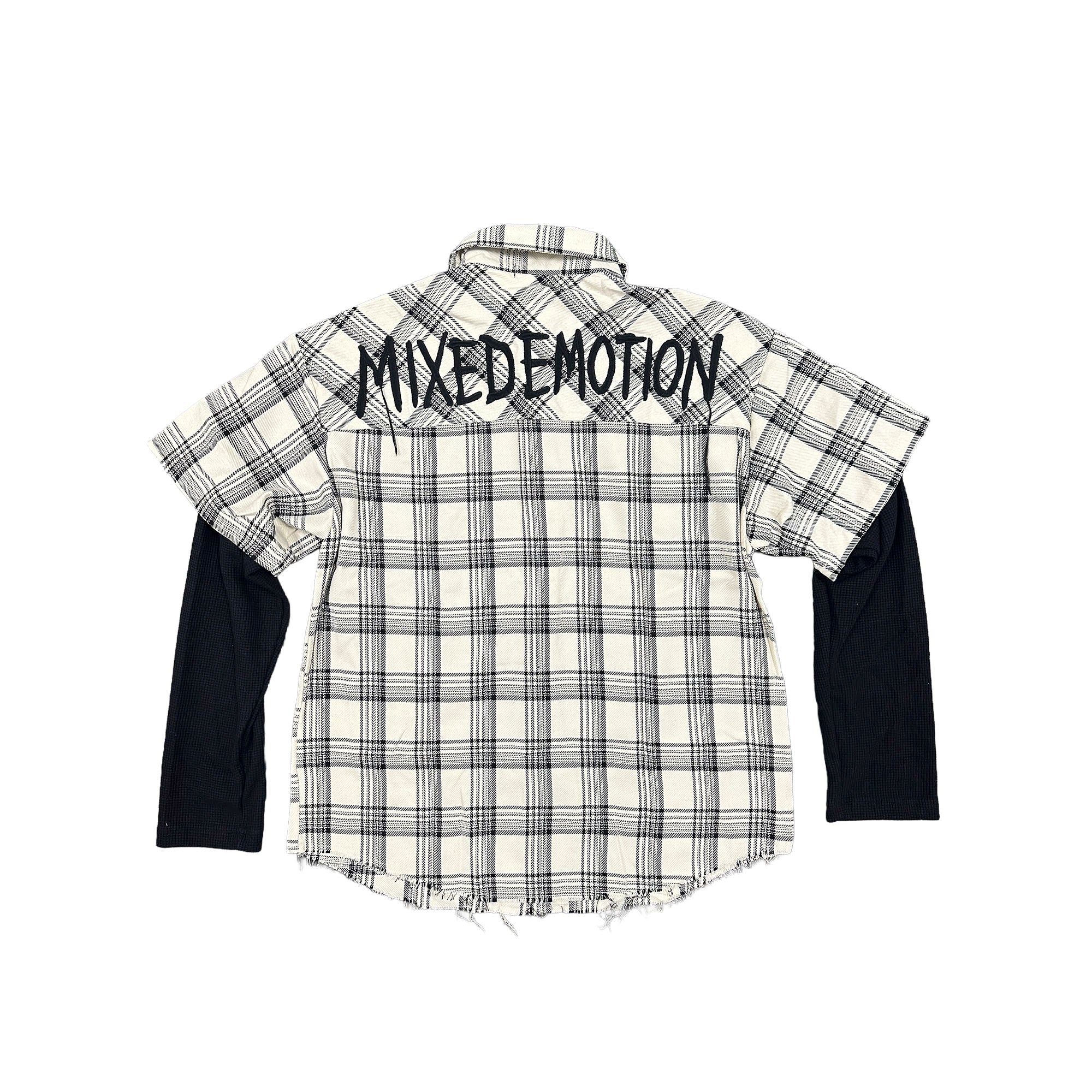 Vintage Plaid Fake Layer Long Sleeve Button Shirt Underground Streetwear