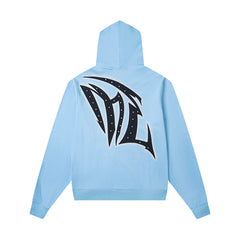 Retro Dark Print Zip‑Up Hooded Jacket Hip‑Hop Urban Street Outerwear