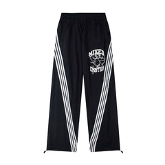 Black Red Gothic Graphic Wide‑Leg Sweat Pants Urban Streetwear Trousers