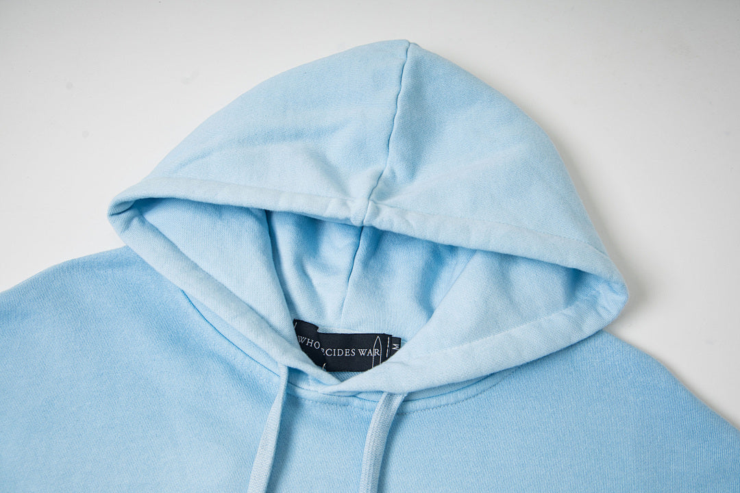 Vintage Blue‑White Gradient Church Stained‑Glass Tapestry Full‑Zip Hoodie