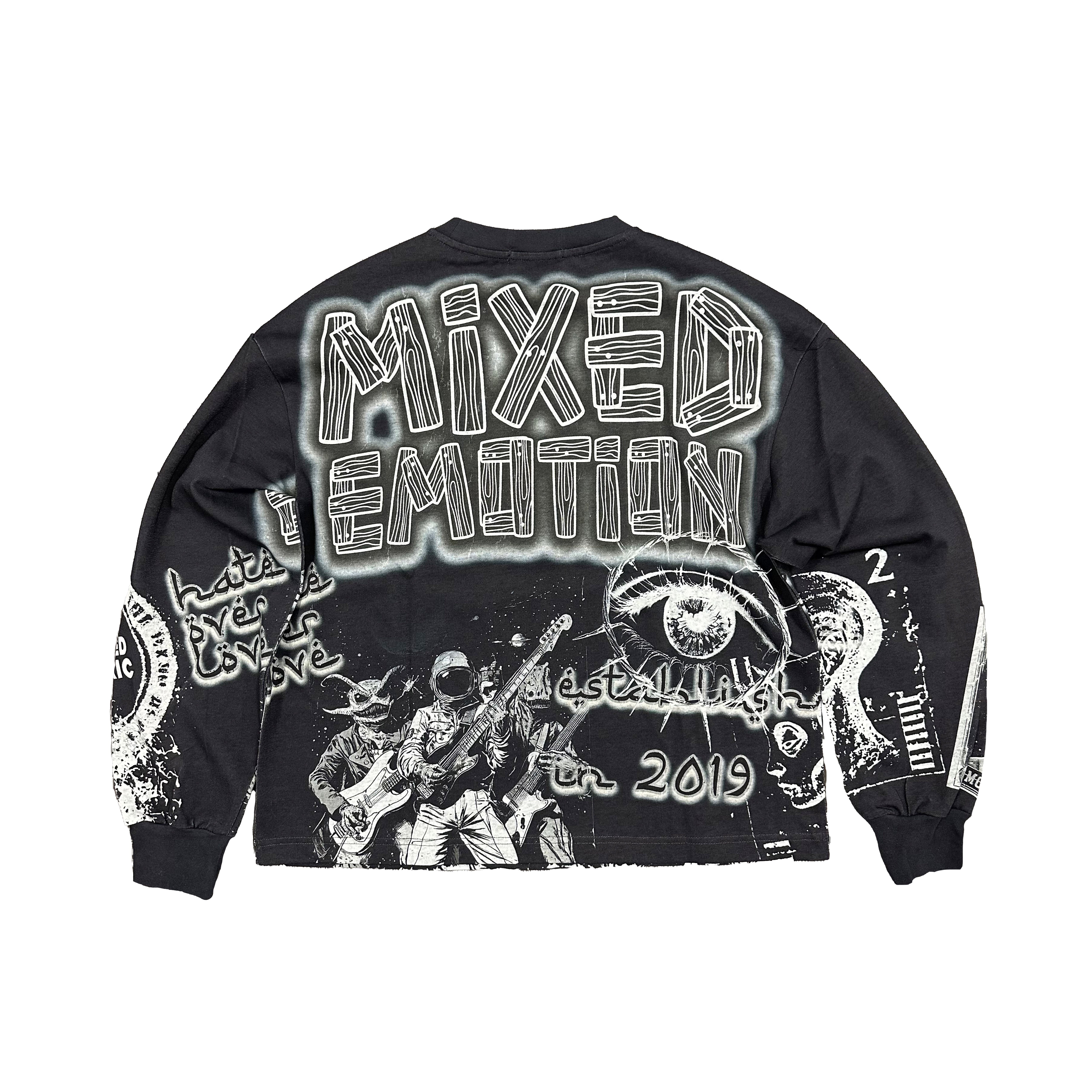 Black Rock Band Graphic Long Sleeve T‑Shirt Men Gothic Streetwear Casual Top
