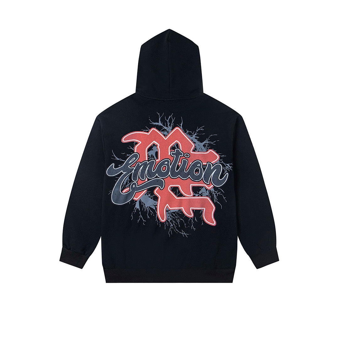 Black Gothic Angel Red Graphic Pullover Oversized Hoodie Urban Streetwear Sweatshirt
