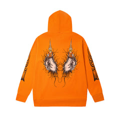 Vintage Bright Orange Dark Angel Graphic Full‑Zip Hoodie
