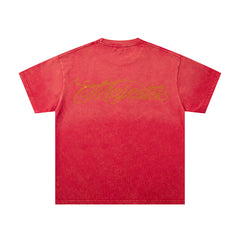 Red Washed Monster Portrait Vintage Graphic T‑Shirt