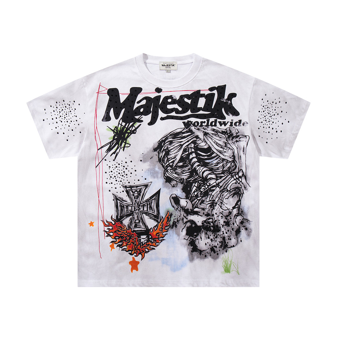 White Washed Graffiti Street Art Vintage Graphic T‑Shirt