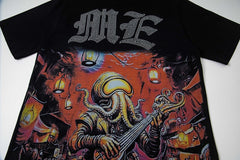 Black Vintage Gothic Metal Letter Graphic Oversized Crew‑Neck Street T‑Shirt