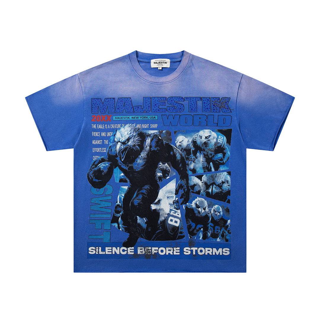 Blue Washed Vintage Gorilla Band‑Style Graphic T‑Shirt