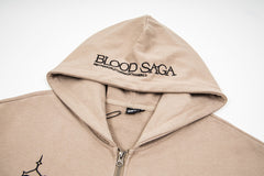 Vintage Gradient Wolf Graphic Full‑Zip Hoodie