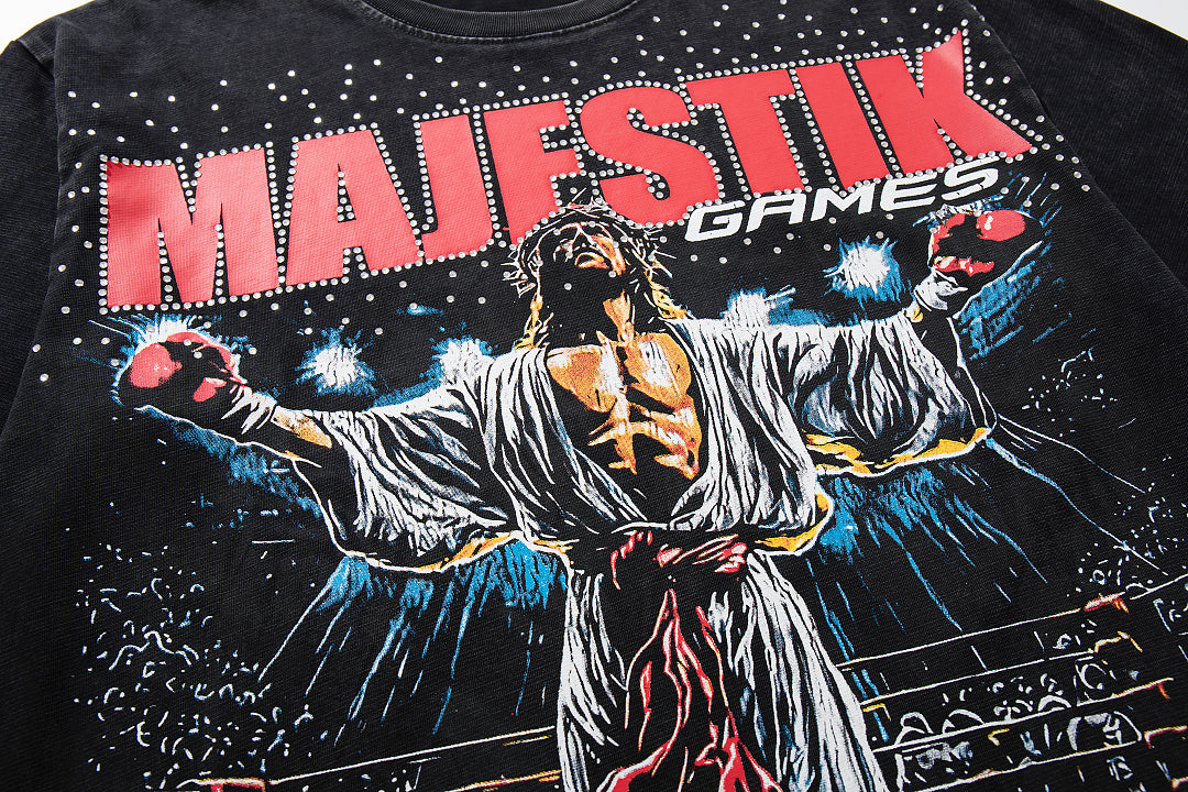 Vintage Black Majestik Games Graphic Short‑Sleeve T‑Shirt