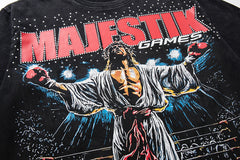 Vintage Black Majestik Games Graphic Short‑Sleeve T‑Shirt