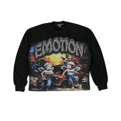 Retro Art Graphic Long Sleeve Tee Loose Fit Hip‑Hop Street Shirt