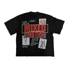 Mixed Emotion Collage Graphic Short Sleeve T‑Shirt Vintage Streetwear Tee