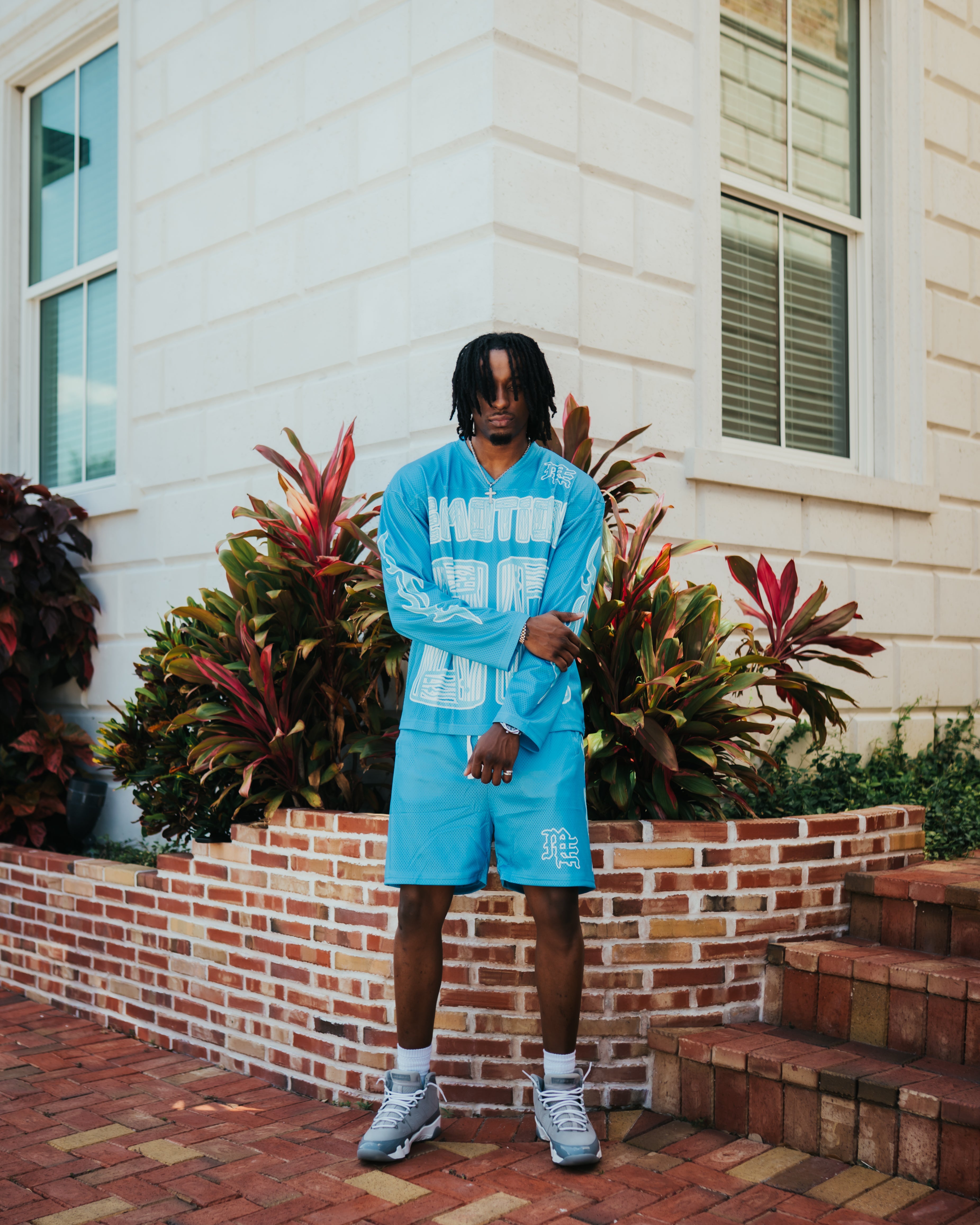 Blue Lightning Mesh Shorts Street‑wear Drawstring Casual Athletic Shorts