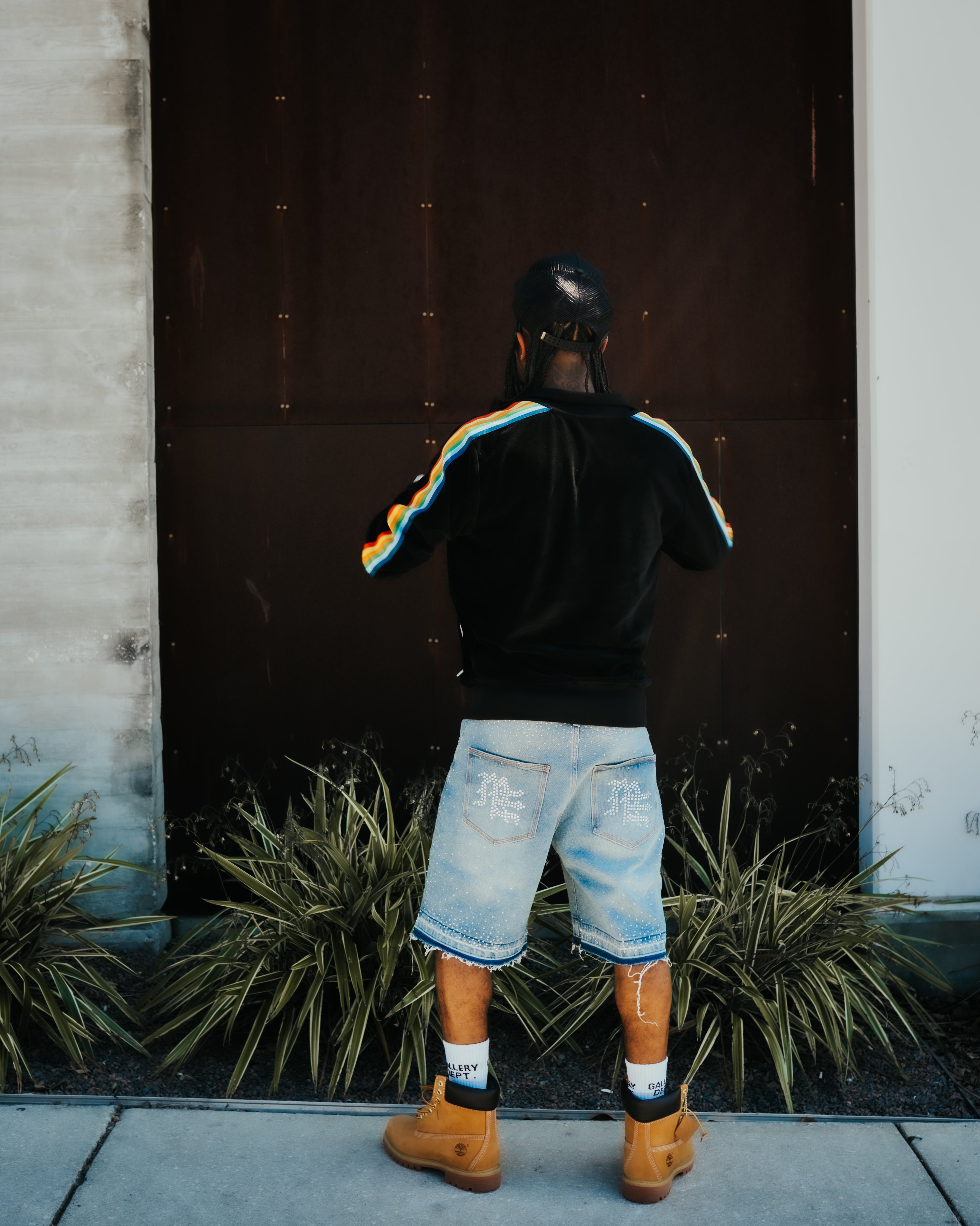 Y2K Street Style All‑Over Graphic Raw Edge Denim Shorts