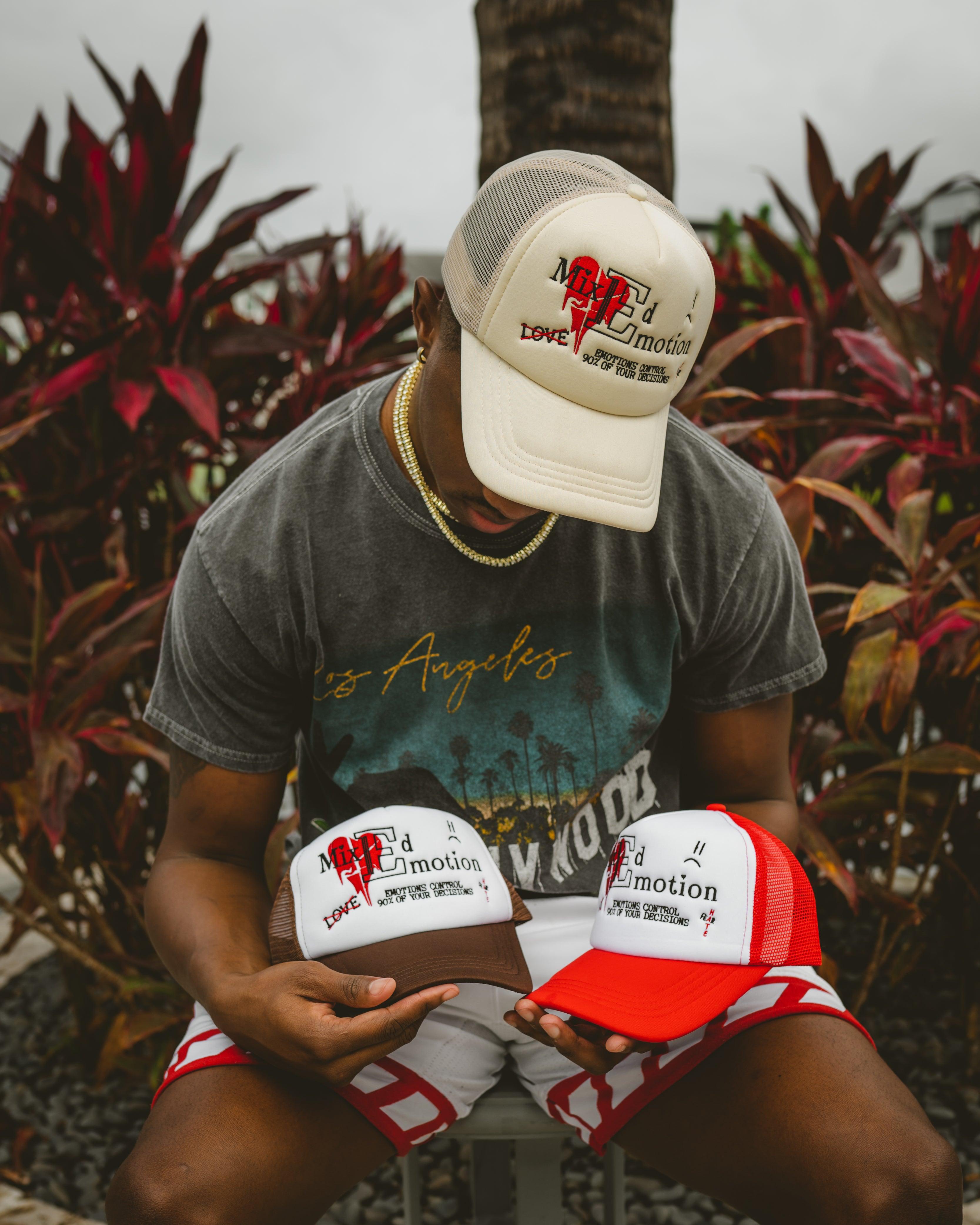 Vintage Cream Trucker Hat Heart Letter Embroidery Hip‑Hop Baseball Cap