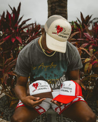 Vintage Cream Trucker Hat Heart Letter Embroidery Hip‑Hop Baseball Cap