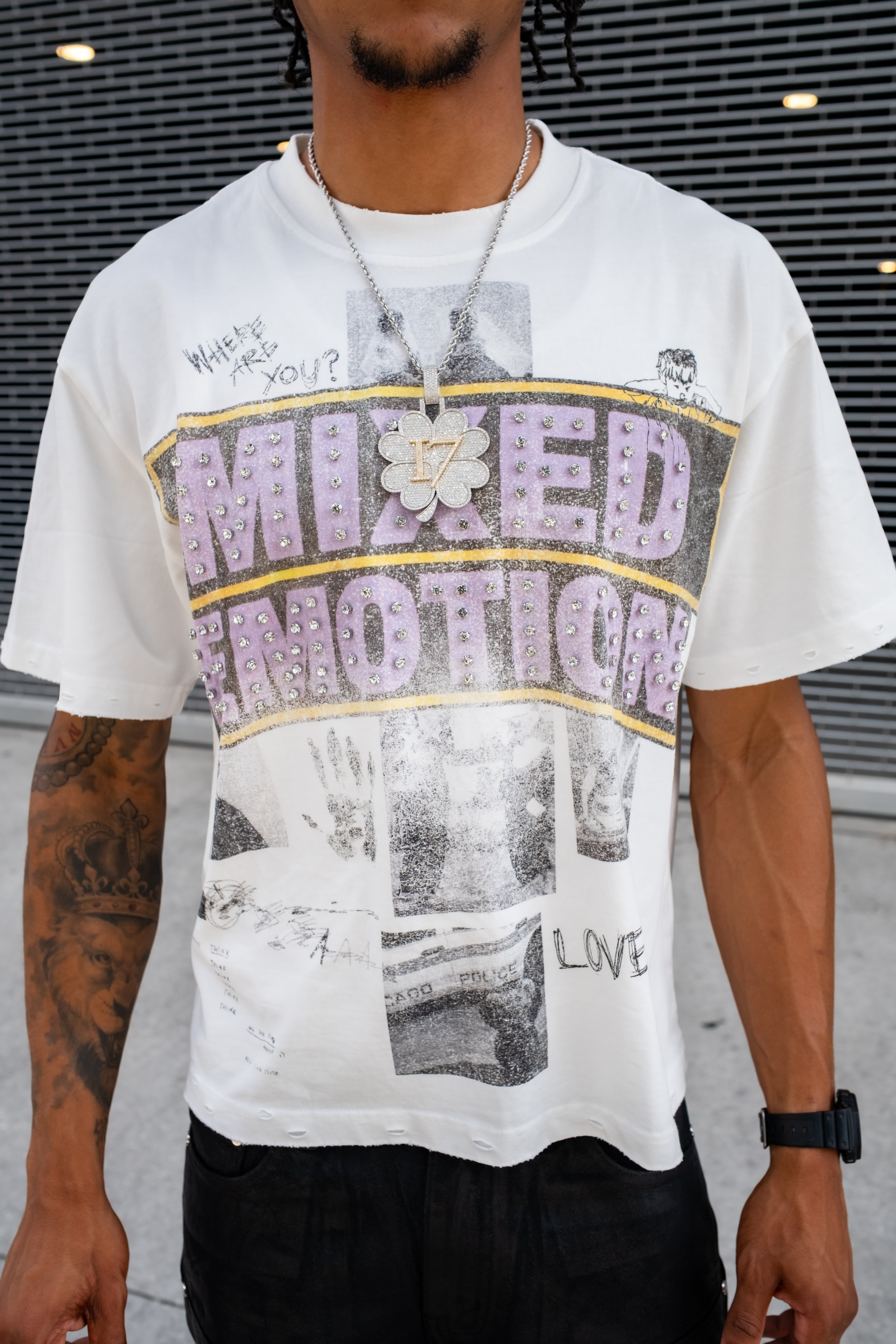 Mixed Emotion Vintage Collage Graphic Print Loose Fit Streetwear T‑Shirt