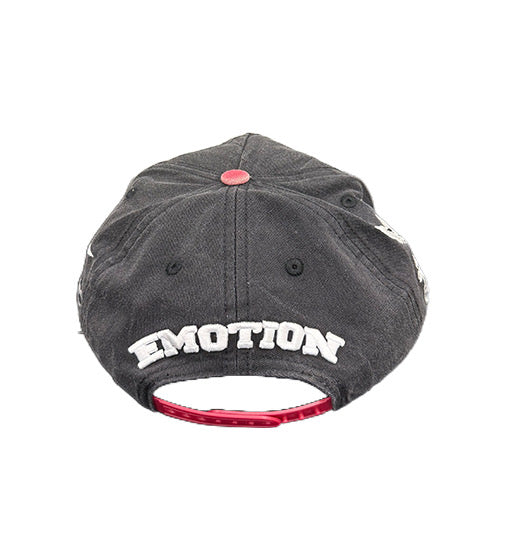 Vintage Splatter Detail Embroidered Snapback Cap Black & Red Street‑wear Baseball Hat